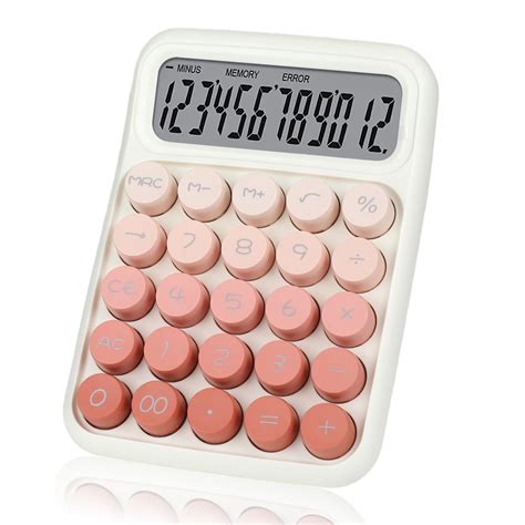 FIOVER Mechanical Switch Calculator, 12 Digits, Large LCD Display, Cute ...