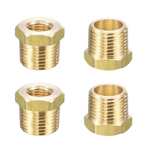 uxcell Brass Pipe Fitting Reducer Adapter 1/2" NPT Male x 1/4" NPT ...