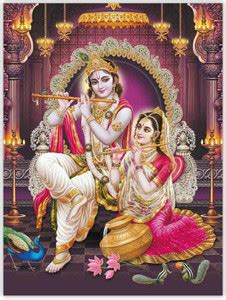 Art Amori RadhaKrishna Playing Flute Sparkle Coated Self Adhesive ...