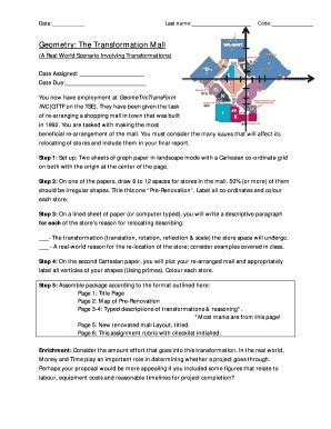 Fillable Online Geometry Project - The Transforming Mallpdf Fax Email ...