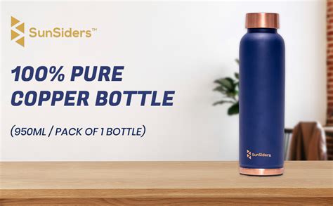 SunSiders Copper Water Bottle, 950 ml, Copper | Leak Proof Bottle ...