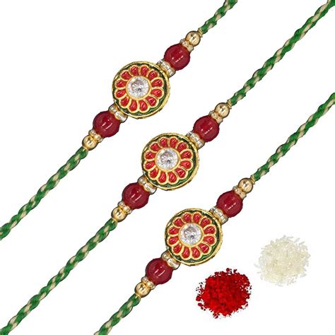 VAISHALI BINDI AND BANGLES Traditional Designed Rakhi with meenakari ...