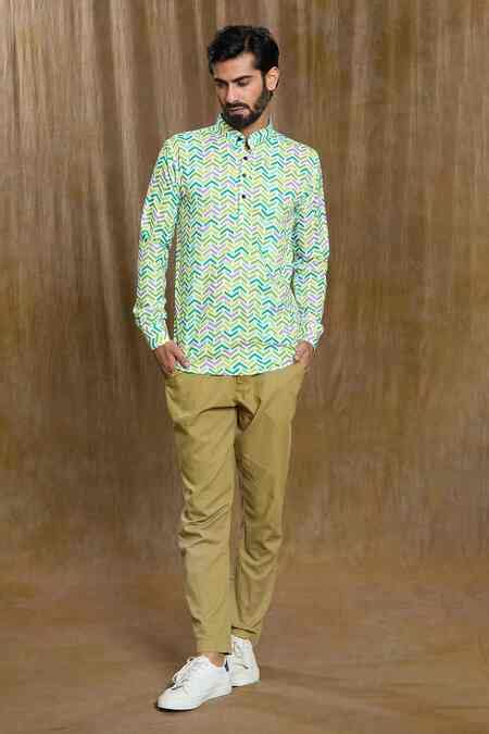 Buy Multi Color Cotton Broken Tile Print Shirt For Men by Aryavir ...