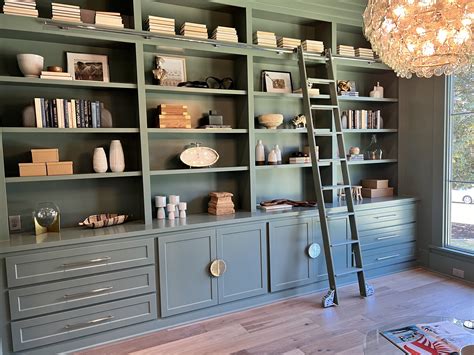 Modern Home Library Design with Built-In Wall Shelves