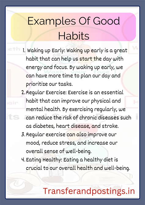 Good Habits Essay 100 Words: Building A Foundation For A Productive Life - Transfer and Postings