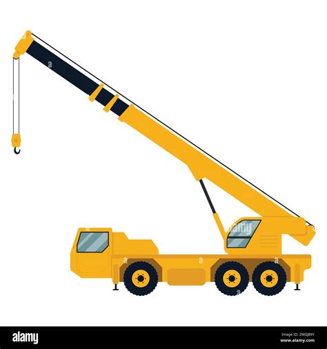 Mobile crane icon. Vehicle for lifting, handling, building, moving cargo, load. Heavy machinery ...