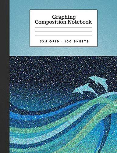 Graphing Composition Notebook 5x5 Grid 100 Sheets: Dolphins Playing in ...