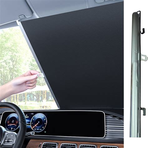 Yaoyar Retractable Windshield Sun Shade for Car, Cordless Sun Visor ...
