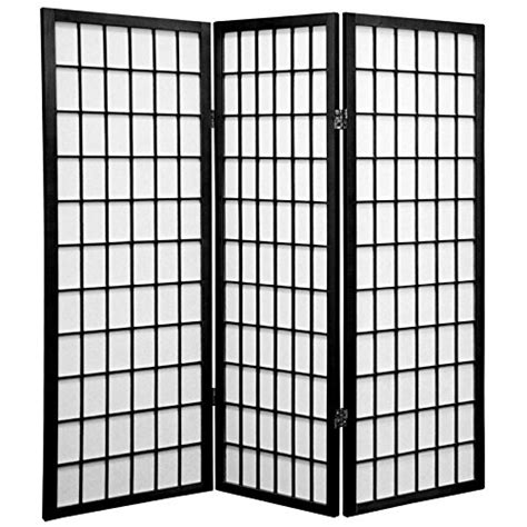 Buy Oriental Furniture 4 ft. Tall Window Pane Shoji Screen - Black - 3 ...