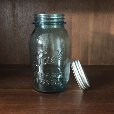 Antique Canning Jar Blue Ball Perfect Mason Quart Jar Metal - Etsy