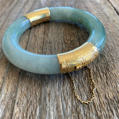 Vintage Jade Jadeite 14K Bangle Bracelet at 1stDibs | antique jade bracelet, vintage jade bangle ...