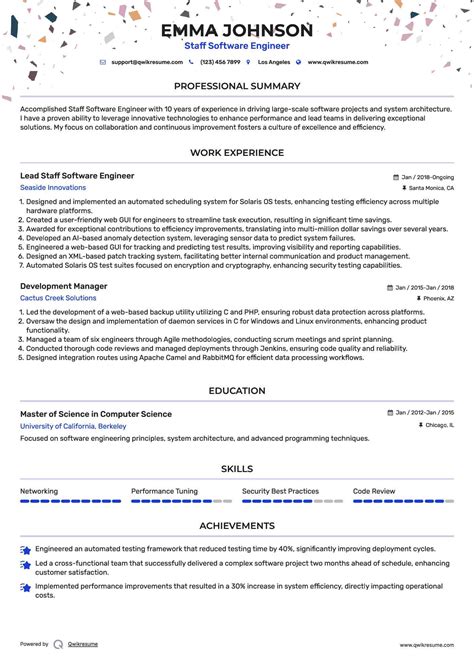 10+ Staff Software Engineer Resume Samples & Templates for 2025
