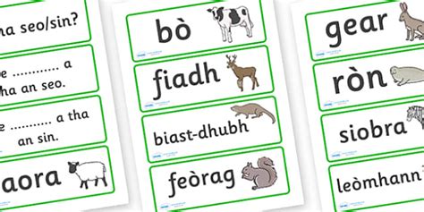 Animal Word Cards Scottish Gaelic