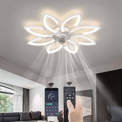 Ceiling Fan with Lighting Modern LED Dimmable Fan Ceiling Light with ...