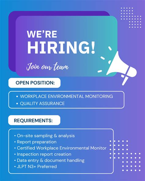 📢 Hiring for Japan – Workplace Environmental Monitoring & Quality ...