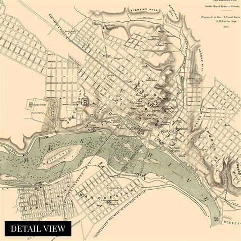 1864 Map of the City of Richmond Virginia State Wall Art Print ...