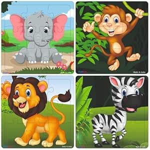 Buy Fiddlys Wooden Jigsaw Puzzles for Kids & Children – 9 Pieces Each ...