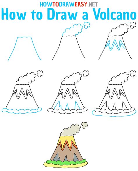 How to Draw a Volcano - Draw for Kids