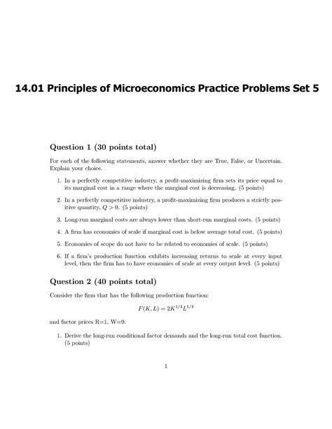 14.01 Principles of Microeconomics Practice Problems Set 5 - 14 ...