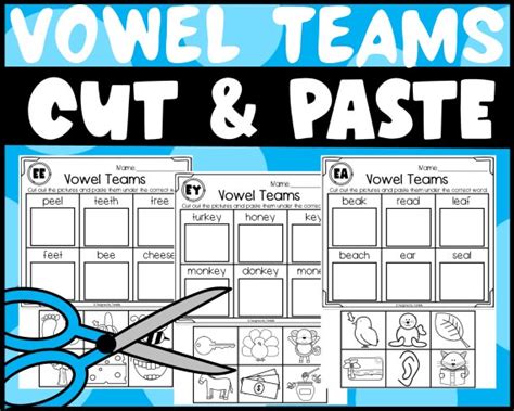 Vowel Teams Cut and Paste Worksheets: Printable - Etsy India