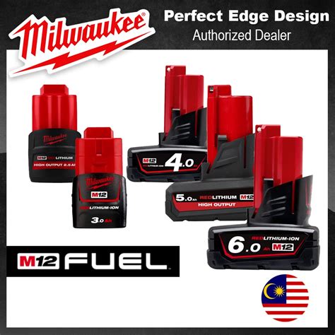 🔥 [2 YEARS WARRANTY] MILWAUKEE M12 FUEL™ Battery 2.5Ah 3.0Ah 4.0Ah 5.0Ah 6.0Ah | Shopee Malaysia