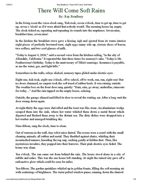 7 There Will Come Soft Rains by Ray Bradbury - There Will Come Soft ...