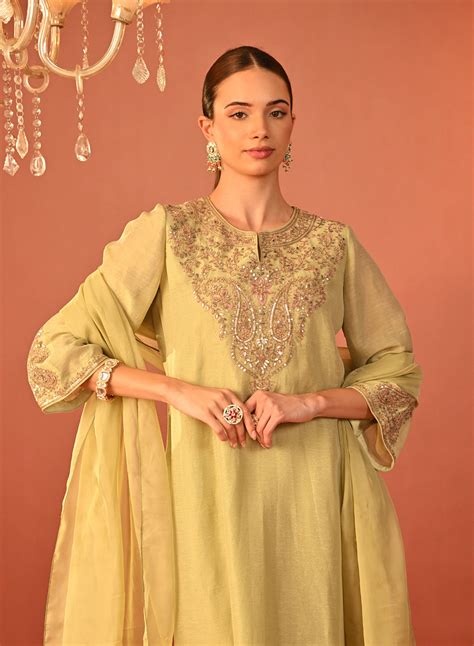 Zoya Green Embroidered Viscose Linen Co-ord Set for Women – Lakshita