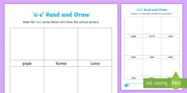 Magic e with 'i-e' Read and Draw Worksheet