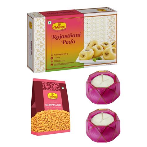 Haldiram Rajasthani Peda 500g + Salted Peanuts 200g with 2 Decorative ...