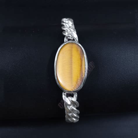 Tiger Eye Stone Bracelet in Silver Protection, Prosperity