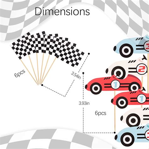 Buy 12PCS Vintage Racing Checkered Flag Cupcake Toppers - Racing Themed ...