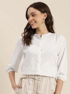 encore by INVICTUS Women Solid Casual White Shirt - Buy encore by ...