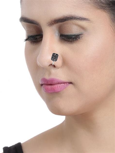 Buy Oxidised Silver-plated Clip-on Nose Pins for Women Online at ...