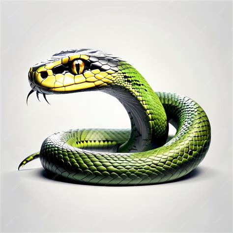 A green snake with yellow stripes and a black and green snake | Premium ...