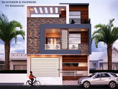 G+1Modren house elevation | House elevation, 25×50 house plan, House architecture design