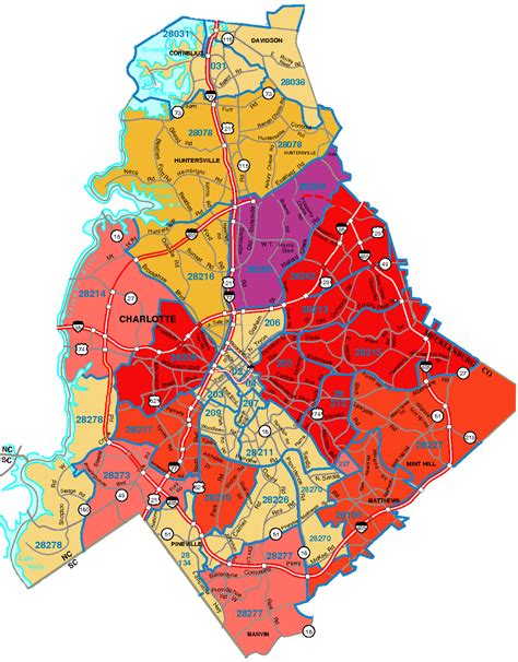 Charlotte NC Zip Code Map