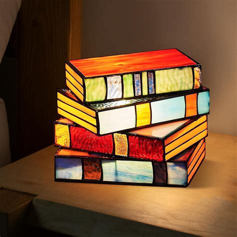 Yibang Stained Resin Stacked Books Lamp, Stacked Books Lamp India | Ubuy