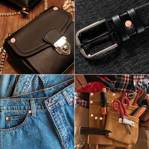 Buy JUNESunShine 154Pcs Copper Rivets for Leather, 9 Smooth Leather ...