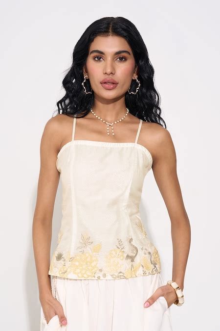 White Embroidered Strappy Top - Selling Fast at Pantaloons.com
