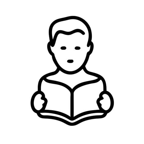 A drawing of a man reading a book with the words s on it | Premium AI ...