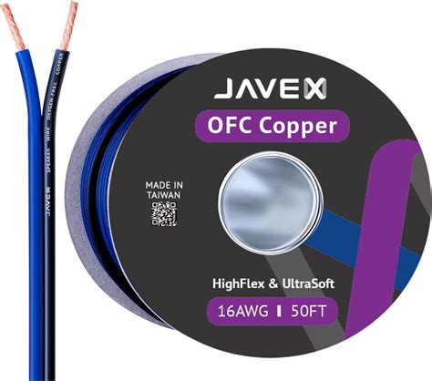 JAVEX 16-Gauge AWG Audio Speaker Wire Cable (50 FT), [OFC Oxygen-Free ...