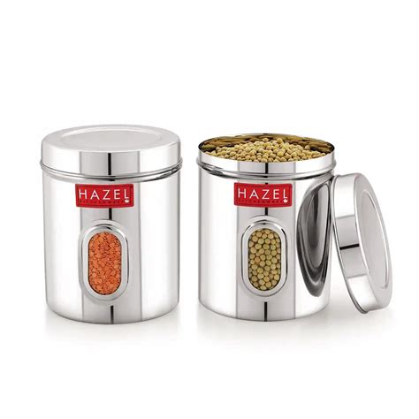 Buy HAZEL Steel Kitchen Storage Containers | See Through Air Tight ...