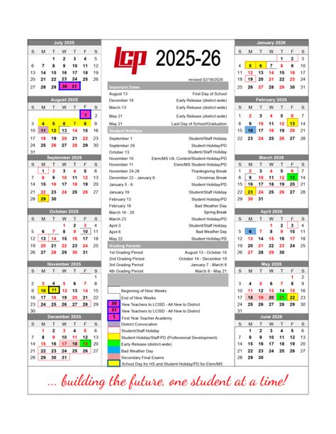 Lubbock-Cooper ISD School Calendar 25-26 [pdf] - EduCounty