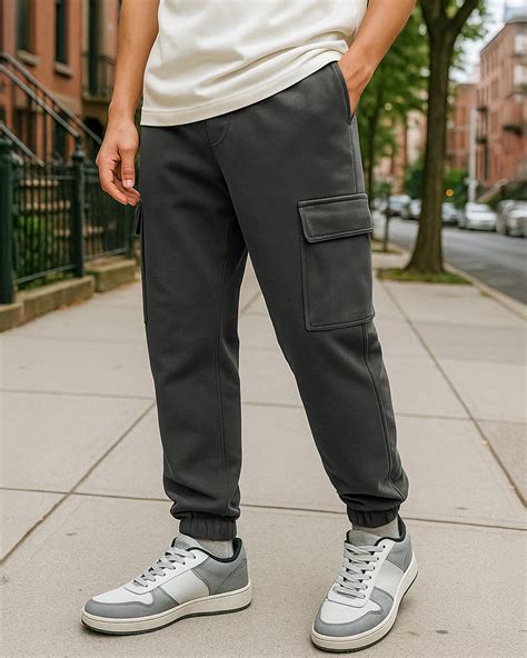 Buy Men's Grey Oversized Cargo Warm Joggers Online at Bewakoof