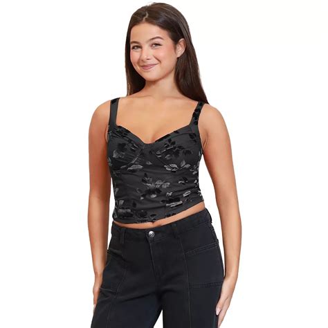 Juniors' madden girl Seam & Ruched Corset Bustier with Bra Cups