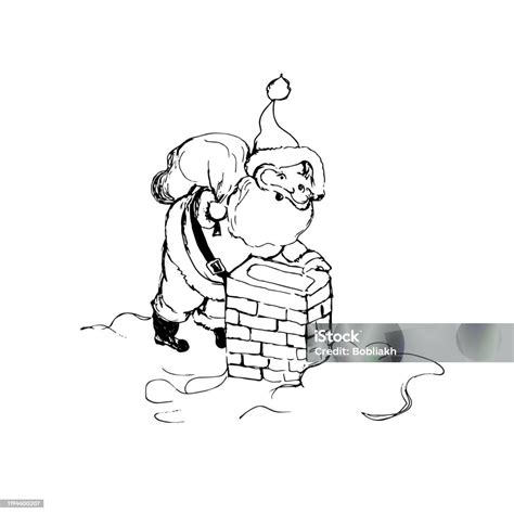 Santa Claus Dan Cerobong Asap Gaya Sketsa Ilustrasi Stok - Unduh Gambar ...