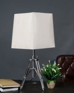 The Black Pearl Mini Steel Table Lamp with Frustum shaped Beige ...