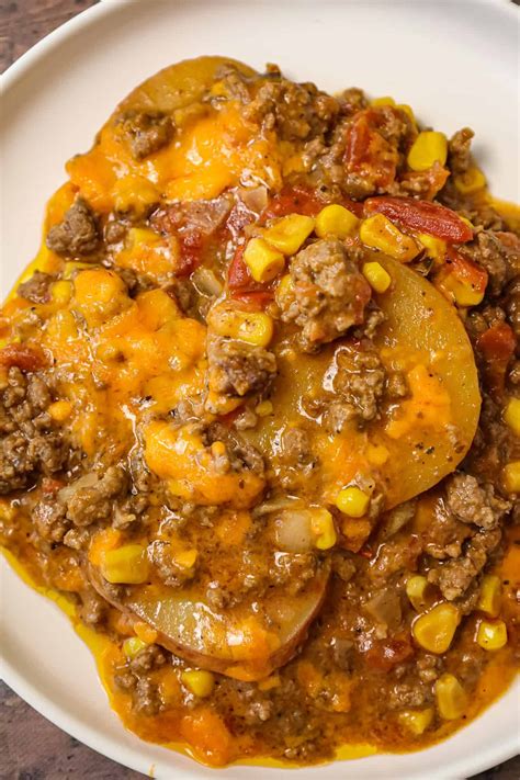 Crock Pot Cowboy Casserole is a hearty slow cooker dinner recipe loaded ...