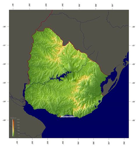 Large physical map of Uruguay | Uruguay | South America | Mapsland | Maps of the World
