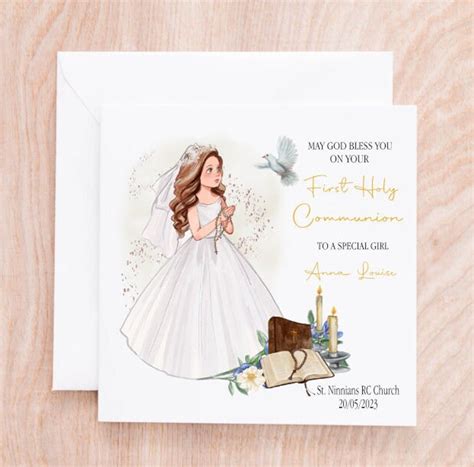First Holy Communion Girl Card - Etsy